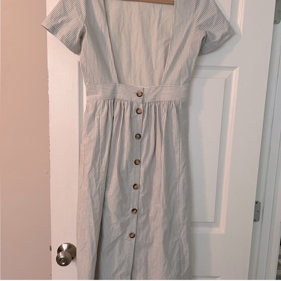 Sezane Odalie Dress US4 - EU36 White w/Light blue stripes - Picture 7 of 12